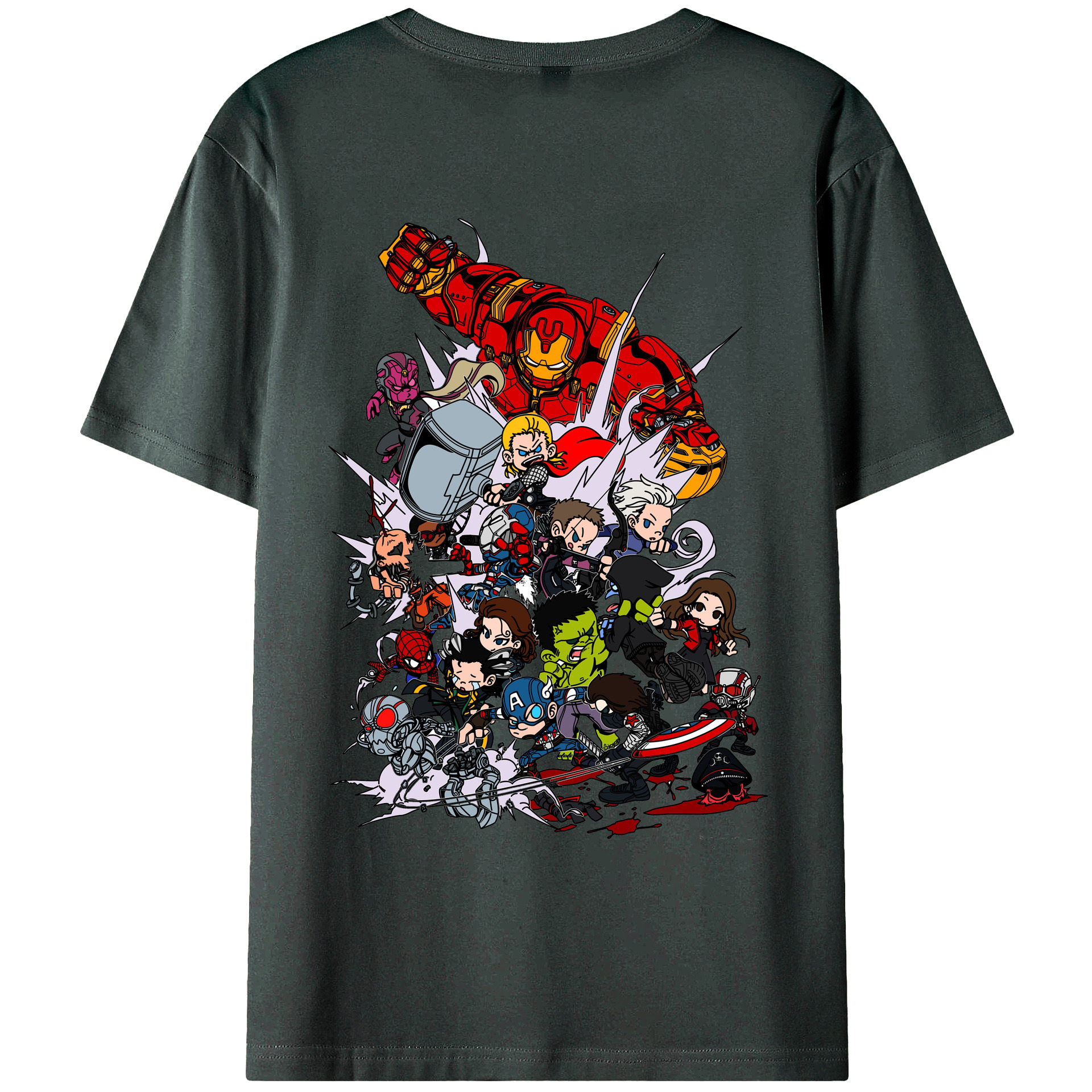（画像用） アベンジャーズ The Avengers 綿100％ メンズ半袖Tシャツ（バックプリント） 通気性